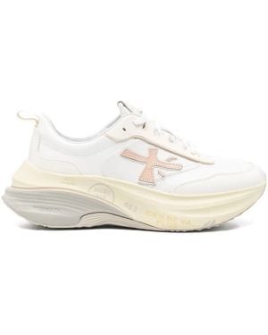Premiata Sneakers Hull Con Applicazione Logo E Plateau - Bianco