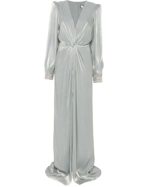 Nissa Twist-Detail Chiffon Maxi Dress - Grey