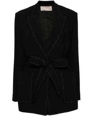Elie Saab Topstitch Blazer - Black
