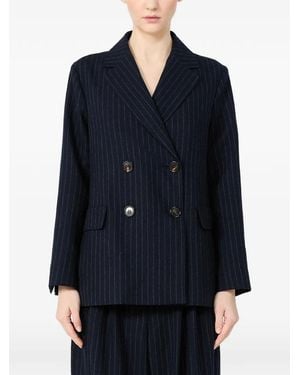 Max Mara Pinstripe Double-Breasted Blazer - Blue