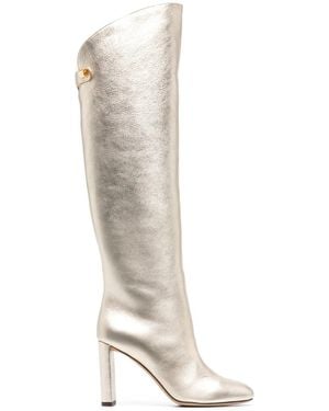 Maison Skorpios 90Mm Metallic Leather Boots - White