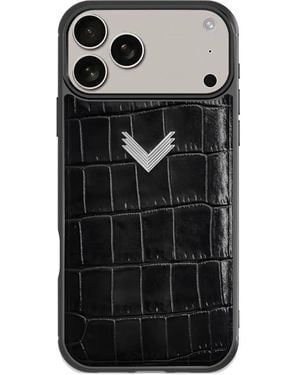 Velante Crocodile-Texture Iphone 17 Pro Max Phone Case - Black
