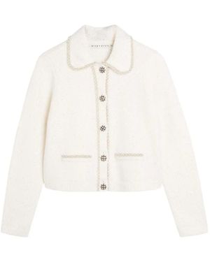 Alice + Olivia Noella Embellished-Knit Jacket - White