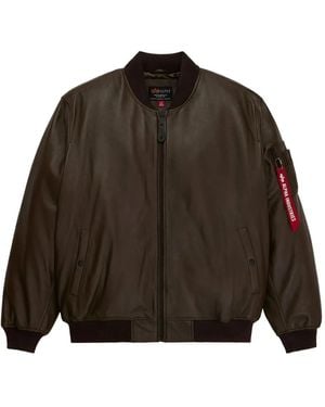 Alpha Industries Ma-1 Leather Jacket - Brown