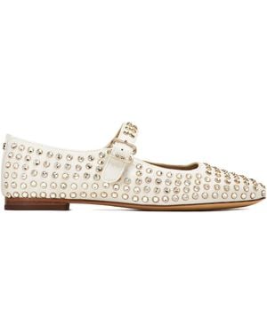 Sam Edelman Michaela Crystal-Embellished Ballet Flats - White