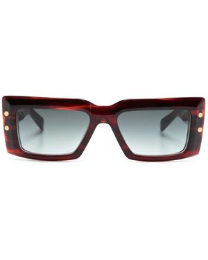 Balmain Imperial Rectangle-Frame Sunglasses - Brown
