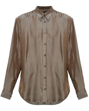 Giorgio Armani Chemise À Motif De Chevrons - Brown
