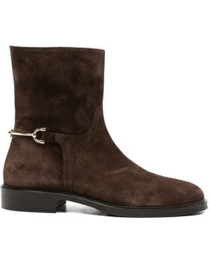 ADRIANNA FERETTI Horsebit-Detail Suede Boots - Brown