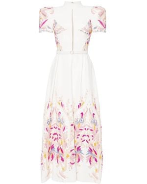 Saiid Kobeisy Bead-Embellished Crepe Maxi Dress - Pink