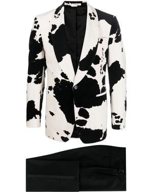 Fursac Cow-Print Single-Breasted Suit - Black