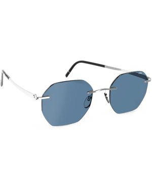 Silhouette Cabrillo Geometric-Frame Rimless Sunglasses - Blue