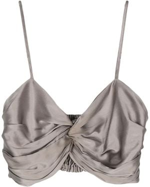 Simonetta Ravizza Martina Silk Cropped Top - Gray