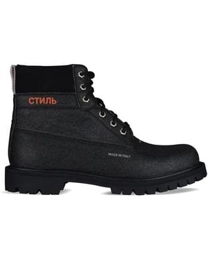 Heron Preston Logo-Embroidered Boots - Black