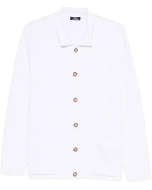 Barba Napoli Cárdigan De Algodón Con Botones - Blanco