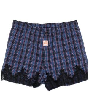 Martine Rose Checked Lace Shorts - Blue