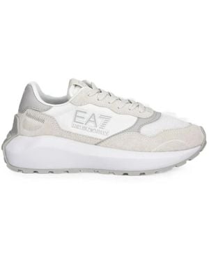 EA7 Logo-Patch Panelled Trainers - White