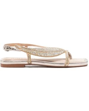 Alma En Pena. Crystal-Embellished Sandals - White
