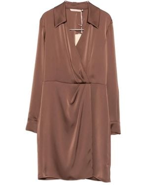 Pennyblack Wrap-Detail Satin Mini Dress - Brown