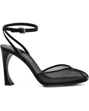 Emporio Armani Open-Toe Mesh Heeled Sandals - Black