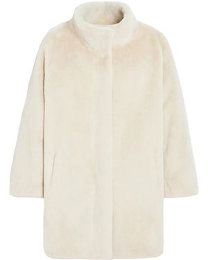 Apparis High-Neck Faux Fur Coat - White