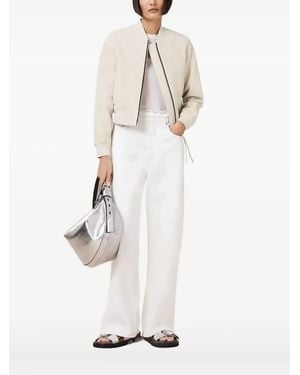 AllSaints Orten Zip-Fastening Leather Bomber Jacket - White