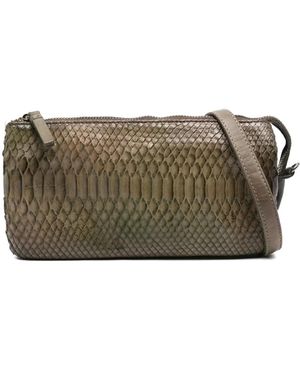 Reptile's House Snakeskin Zip-Fastening Crossbody Bag - Grey