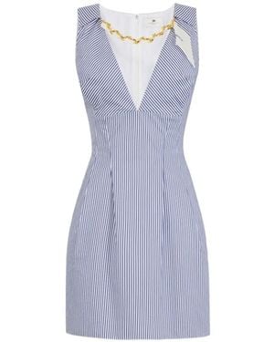 Elisabetta Franchi Striped Chain Mini Dress - Blue