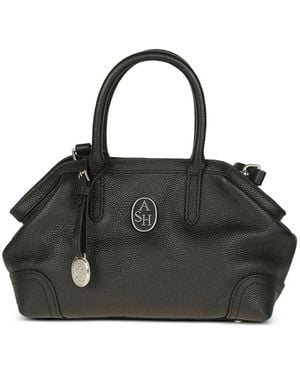 Ash Josephine Logo-Plaque Pebbled Shoulder Bag - Black