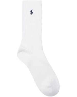 Polo Ralph Lauren Polo Pony-Embroidery Ribbed Socks - White