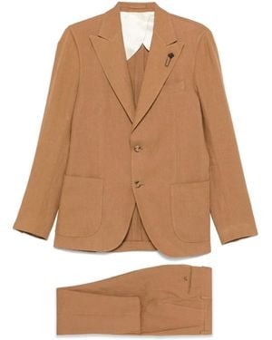 Lardini Anzug Mit Brosche - Braun