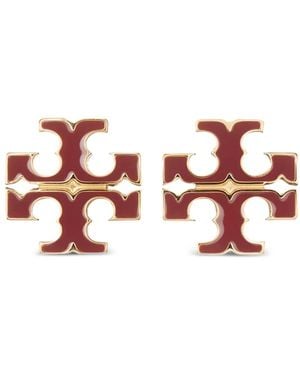 Tory Burch Small Icon Enamel Stud Earrings - White