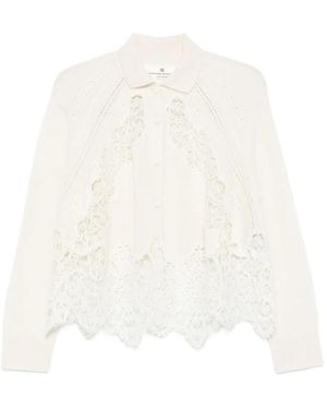 Ermanno Scervino Cárdigan con ribete de encaje - Blanco