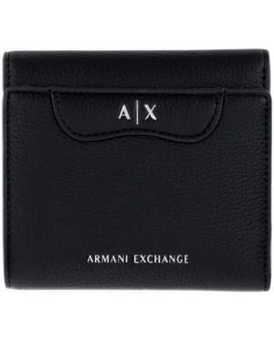 ARMANI EXCHANGE Logo-Plaque Pebbled-Effect Wallet - Black