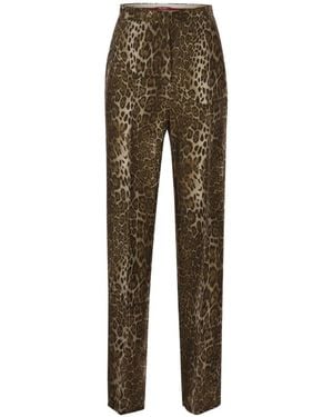 Max Mara Animal-Print Silk Pants - Natural