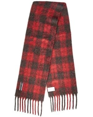 Our Legacy Estate Check-Pattern Fringed Scarf - Red