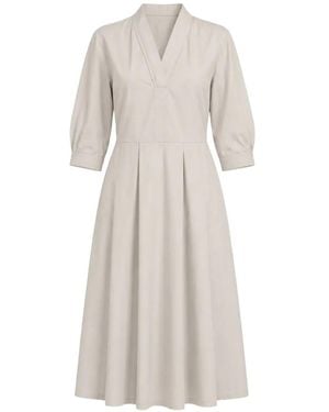 Liviana Conti Madeleine Pleated V-Neck Dress - White