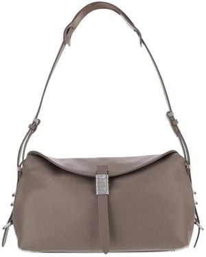 Pinko Flap-Closure Leather Shoulder Bag - Gray