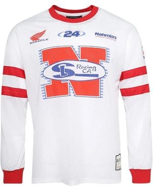 NAHMIAS Racing T-Shirt mit rundem Ausschnitt - Weiß