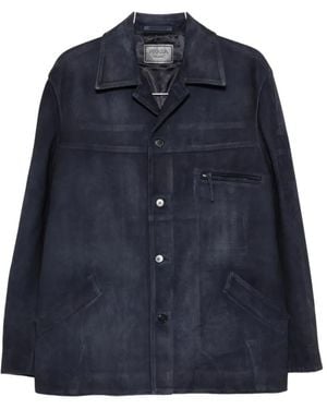 Prada Zipped Suede Jacket - Blue