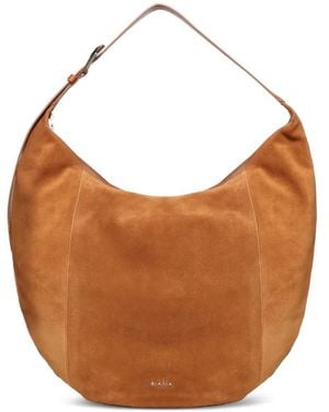 BIASIA Zip Suede Shoulder Bag - Brown