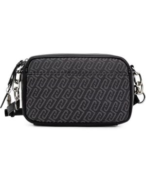 Liu Jo Medium Monogram-Print Logo-Plaque Cross-Body Bag - Black