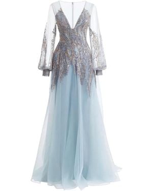 Gemy Maalouf Beaded Maxi Dress - Blue