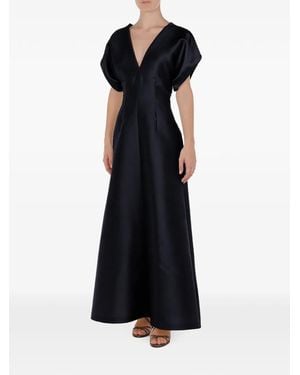 Alberta Ferretti Vestido Largo Con Cuello En V - Negro