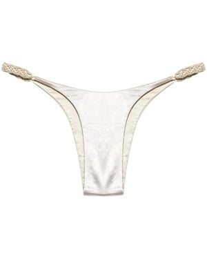 Isa Boulder Braided-Straps Reversible Bikini Bottoms - Natural
