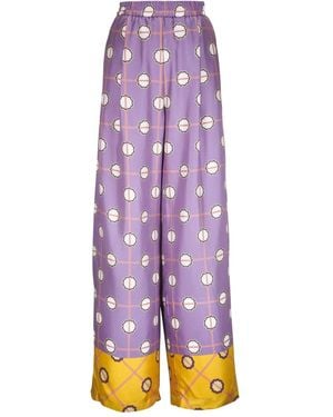 ODEEH Geometric-Patterned Trousers - Purple