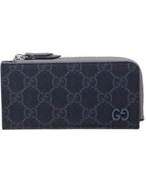 Gucci Gg-Monogram Zip Cardholder - Blue