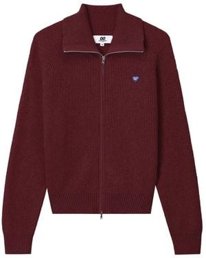 Chocoolate Ribbed-Knit Raglan-Sleeve Cardigan - Red