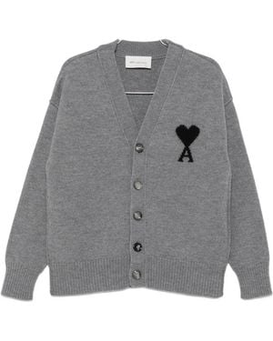 Ami Paris V-Neck Cardigan - Gray