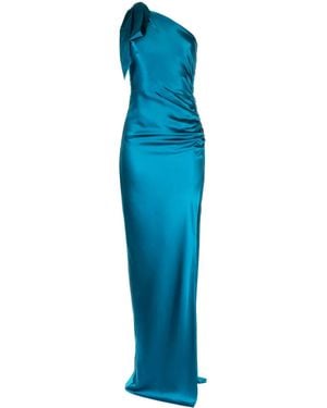 Michelle Mason Asymmetric Silk Maxi Gown - Blue