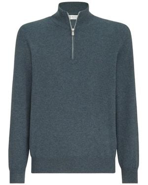 Brunello Cucinelli Half-Zip Jumper - Blue